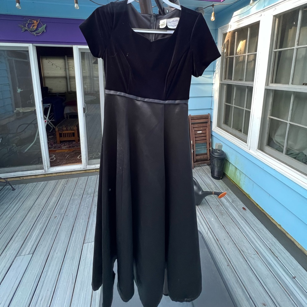 Black velvet top long gown